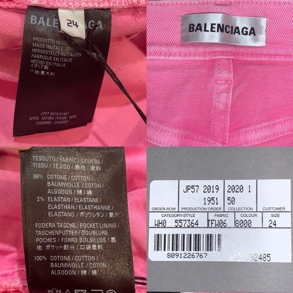 BALENCIAGA Bright Pink Barbiecore Mid Rise skinny jeans size 24 - Picture 13 of 16